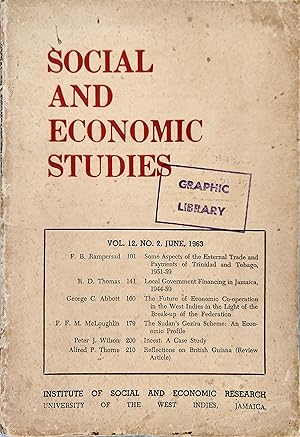 Seller image for Social and Economic Studies Vol. 12, No. 2, June, 1963 for sale by The Book Place