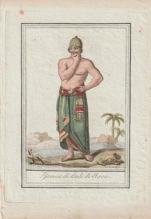 Homme de l'Isle de Java. Altkolorierter Kupferstich von J. Laroque nach Jacques Grasset de Saint-...