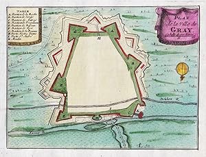 Imagen del vendedor de Plan de la Ville de Gray" - Gray-la-Ville Haute-Saone Bourgogne gravure carte map Karte a la venta por Antiquariat Steffen Vlkel GmbH