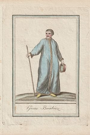 Homme Barabinze. Altkolorierter Kupferstich von Laroque nach Jacques Grasset de Saint-Sauveur.