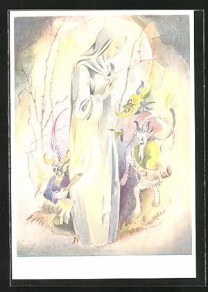 Bild des Verkufers fr Knstler-Ansichtskarte Lutgard von Tongern wird von Dmonen bedrngt zum Verkauf von Bartko-Reher