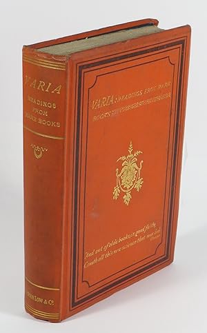 Bild des Verkufers fr Varia: Readings from Rare Books zum Verkauf von Renaissance Books, ANZAAB / ILAB