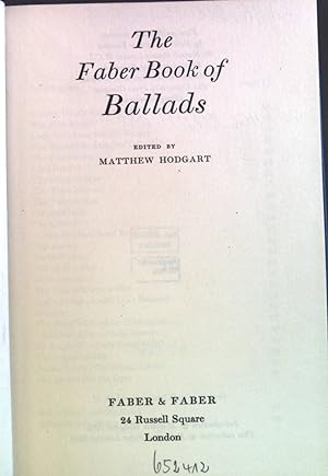 Bild des Verkufers fr The Faber Book of Ballads. zum Verkauf von books4less (Versandantiquariat Petra Gros GmbH & Co. KG)