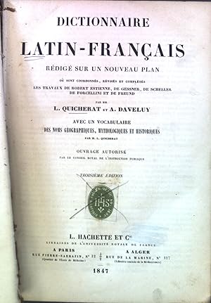 Bild des Verkufers fr Dictionnaire Latin-Francais. Redige sur un Nouveau Plan. zum Verkauf von books4less (Versandantiquariat Petra Gros GmbH & Co. KG)