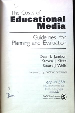 Imagen del vendedor de The Costs of Educational Media. Guidelines for Planning and Evaluation; People and Communication; Vol. 3; a la venta por books4less (Versandantiquariat Petra Gros GmbH & Co. KG)