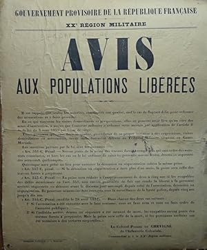 Avis aux populations libérées. . seuls les autorités constituées ont qualités, sauf le cas de fla...