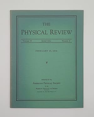 Seller image for New Method of Measuring Nuclear Magnetic Moment [in] The Physical Review. Second Series. Volume 53, Number 4. February 15, 1938 for sale by Open Boat Booksellers