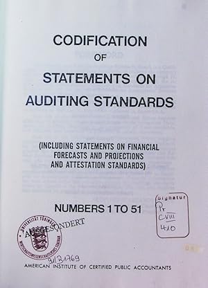 Imagen del vendedor de Codification of statements on auditing standards. (including statements on financial forecasts and projections and attestation standards), numbers 1 to 51. a la venta por Antiquariat Bookfarm
