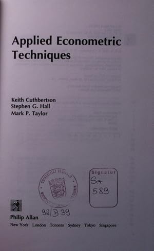 Imagen del vendedor de Applied econometric techniques. a la venta por Antiquariat Bookfarm