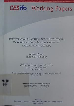 Immagine del venditore per Privatization in Austria. some theoretical reasons and first results about the privatization proceeds. venduto da Antiquariat Bookfarm