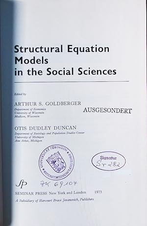 Image du vendeur pour Structural equation models in the social sciences. mis en vente par Antiquariat Bookfarm