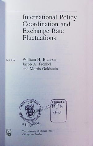 Imagen del vendedor de International policy coordination and exchange rate fluctuations. a la venta por Antiquariat Bookfarm