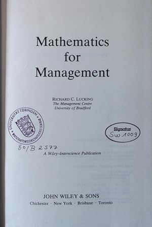Seller image for Mathematics for management. for sale by Antiquariat Bookfarm