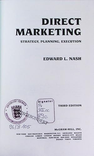 Imagen del vendedor de Direct marketing. strategy, planning, execution. a la venta por Antiquariat Bookfarm