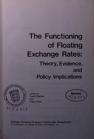 Bild des Verkufers fr The functioning of floating exchange rates. theory, evidence, and policy implications. zum Verkauf von Antiquariat Bookfarm