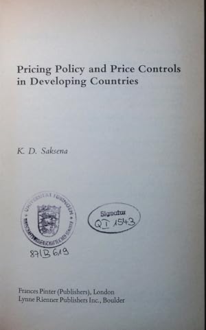 Bild des Verkufers fr Pricing policy and price controls in developing countries. zum Verkauf von Antiquariat Bookfarm