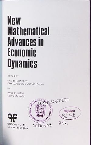 Immagine del venditore per New mathematical advances in economic dynamics. venduto da Antiquariat Bookfarm