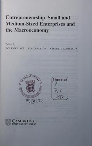 Immagine del venditore per Entrepreneurship, small and medium-sized enterprises and the macroeconomy. venduto da Antiquariat Bookfarm