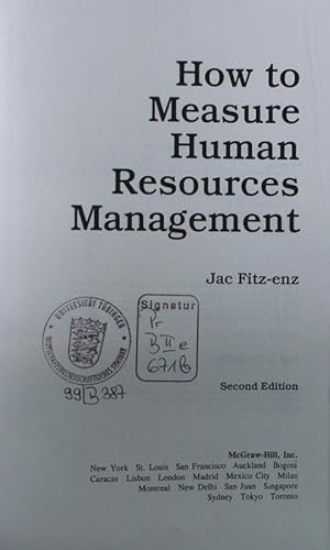 Bild des Verkufers fr How to measure human resources management. zum Verkauf von Antiquariat Bookfarm