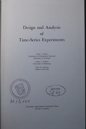 Immagine del venditore per Design and analysis of time-series experiments. venduto da Antiquariat Bookfarm