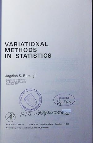 Seller image for Variational methods in statistics. for sale by Antiquariat Bookfarm