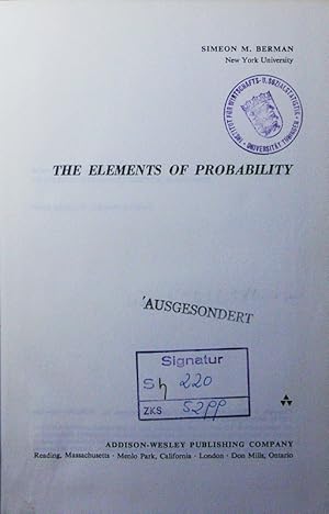 Bild des Verkufers fr The Elements of probability. zum Verkauf von Antiquariat Bookfarm