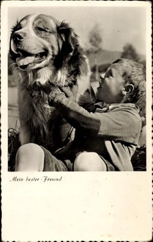 Bild des Verkufers fr Ansichtskarte / Postkarte Mein bester Freund, Junge mit Hund, Bernhardiner zum Verkauf von akpool GmbH