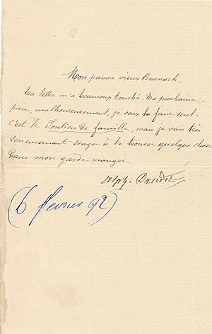 Alphonse Daudet aide William Busnach lettre signée romancier littérature