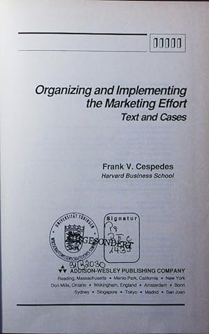 Image du vendeur pour Organizing and implementing the marketing effort. text and cases. mis en vente par Antiquariat Bookfarm