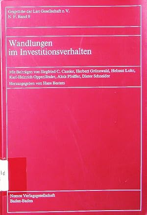 Seller image for Wandlungen im Investitionsverhalten. for sale by Antiquariat Bookfarm