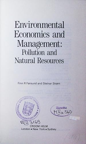 Seller image for Environmental economics and management. pollution and natural resources. for sale by Antiquariat Bookfarm