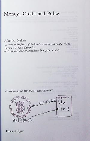 Bild des Verkufers fr Money, credit and policy. zum Verkauf von Antiquariat Bookfarm
