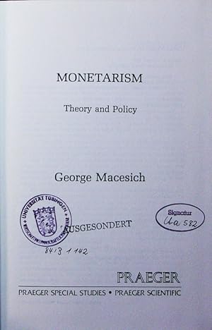 Seller image for Monetarism. theory and policy. for sale by Antiquariat Bookfarm