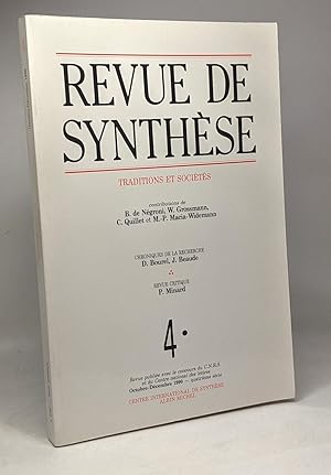 Revue de synthèse numéro 4 Octobre-Décembre 1990 : Traditions et sociétés