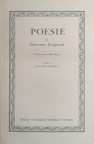 POESIE seguito da PROSE DI GIACOMO LEOPARDI