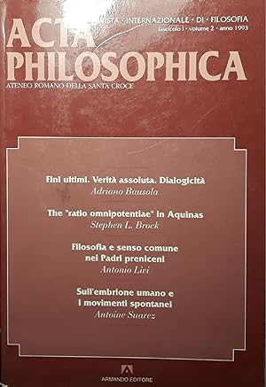 Acta Philosophica (fascicolo I, volume 2, anno 1993)