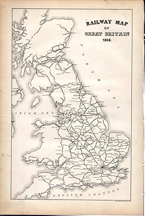 Bild des Verkufers fr ENGRAVING: "Railway Map of Great Britain, 1858" from the Permanent Way and Coal-Burning Locomotive Boilers of European Railways zum Verkauf von Dorley House Books, Inc.