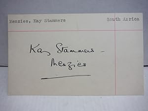 Seller image for KAY STAMMERS MENZIES - TENNIS STAR AUTOGRAPH for sale by Imperial Books and Collectibles