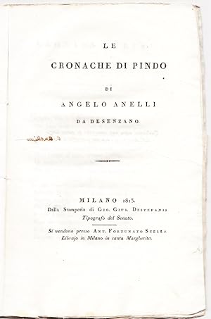 Bild des Verkufers fr Il secolo d'oro. Le cronache di Pindo, III zum Verkauf von Rodger Friedman Rare Book Studio, ABAA