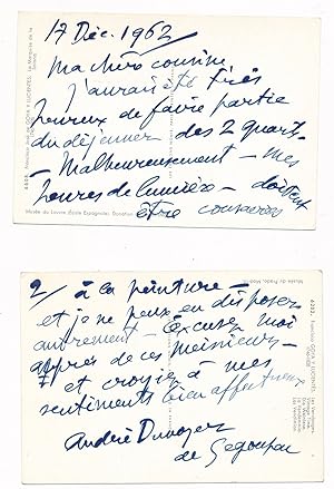lettre autographe signée Dunoyer de Segonzac 1962