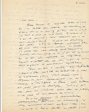 Raymond COGNIAT (1896-1977), critique d’art lettre autographe résistance