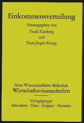 Einkommensverteilung. Herausgegeben von Frank Klanberg und Hans-Jürgen Krupp.