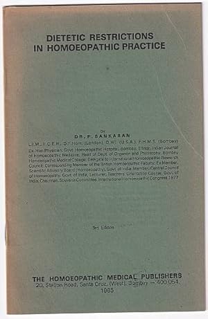 Image du vendeur pour Dietetic restrictions in homoeopathic practice. mis en vente par Antiquariat Das Zweitbuch Berlin-Wedding