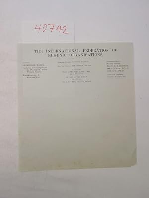 Bild des Verkufers fr Original-Briefpapier "The International Federation of Eugenic Organisations" von Prof.Dr. E r n s t R  d i n zum Verkauf von Galerie fr gegenstndliche Kunst