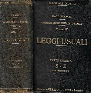 Bild des Verkufers fr Codici e leggi usuali d'Italia Vol. II- Leggi usuali parte quarta S-Z zum Verkauf von Biblioteca di Babele