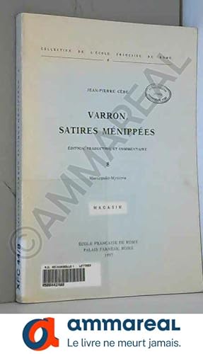 Bild des Verkufers fr Varron, Satires Mnippes: Volume 8 zum Verkauf von Ammareal