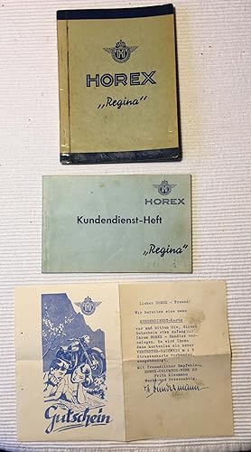 Horex Regina 350 ccm Betriebsanleitung 1952, Kundendienstheft und Gutschein für Kundendienstkarte