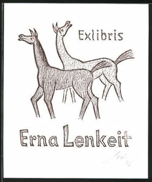 Bild des Verkufers fr Exlibris Erna Lenkeit, Lamas zum Verkauf von Bartko-Reher