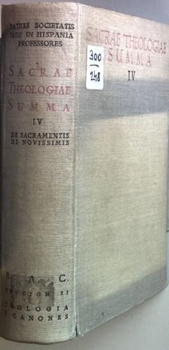 Image du vendeur pour Sacrae Theologiae Summa: VOL.IV: De sacramentis. De novissimis. mis en vente par books4less (Versandantiquariat Petra Gros GmbH & Co. KG)