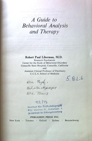 Imagen del vendedor de A Guide to Behavioral Analysis and Therapy; a la venta por books4less (Versandantiquariat Petra Gros GmbH & Co. KG)